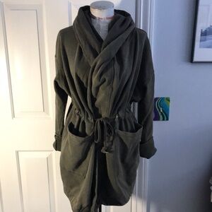 Utility Jacket in Dark Olive Green with Hood and Belt